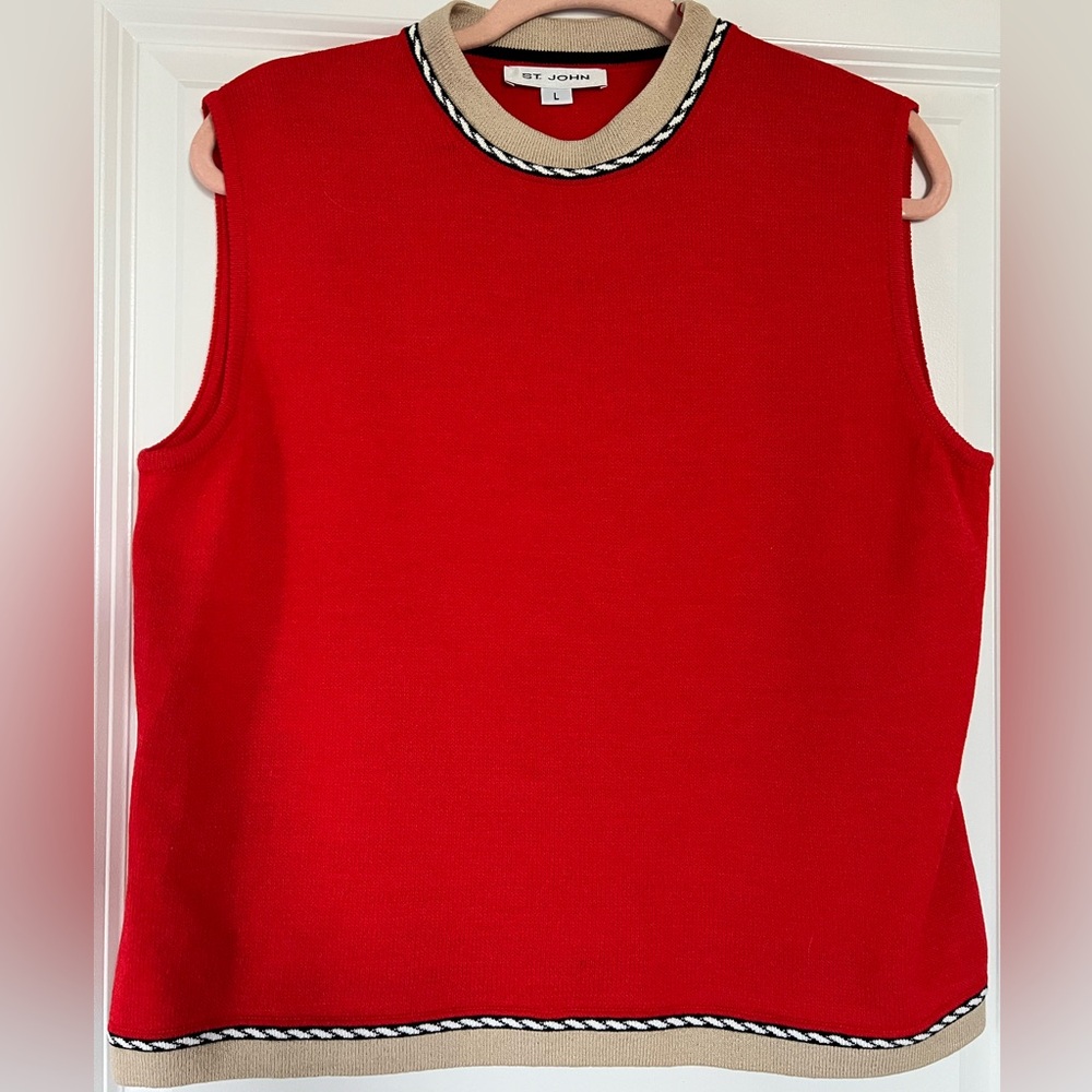 St. John Red Knit Top
